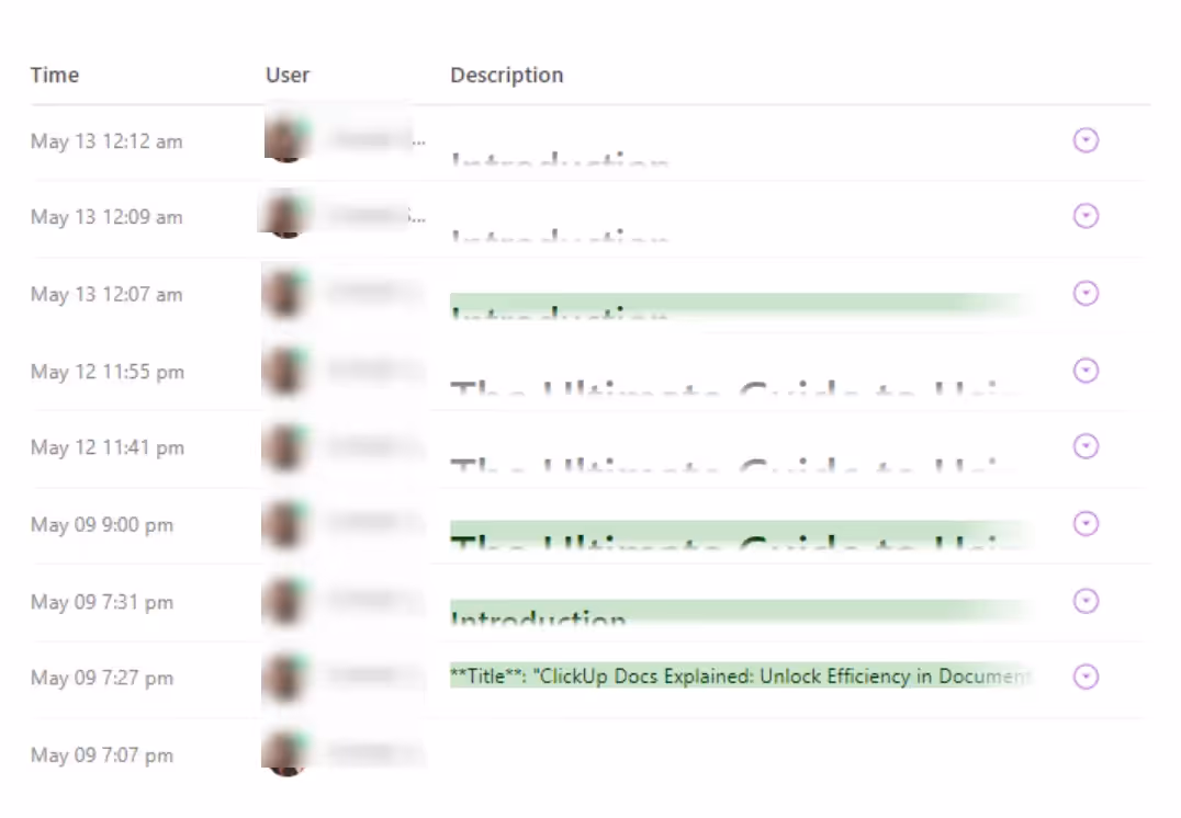 Review previous versions of the doc and history
